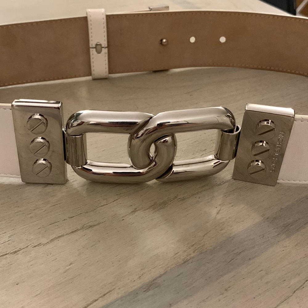 Michael Kors white leather belt size S